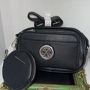 Christian Lacroix Black Crossbody Bag with Silver Accents